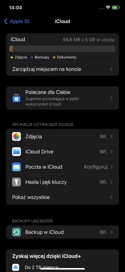 Backup w iCloud